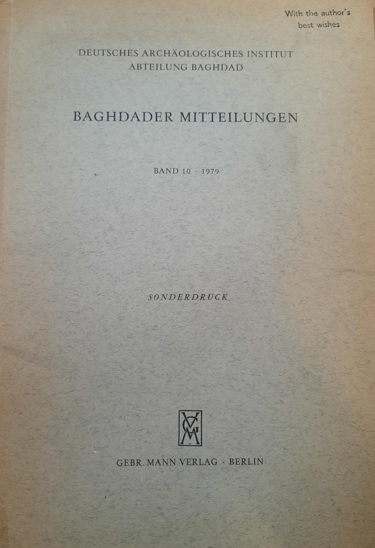 Baghdader Mitteilungen - Deutsches Archaologisches Institut Abteilung Baghdad