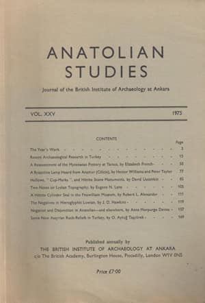 Anatolian Studies Vol. 25, 1975 Anatolian Studies Vol. 25, 1975
