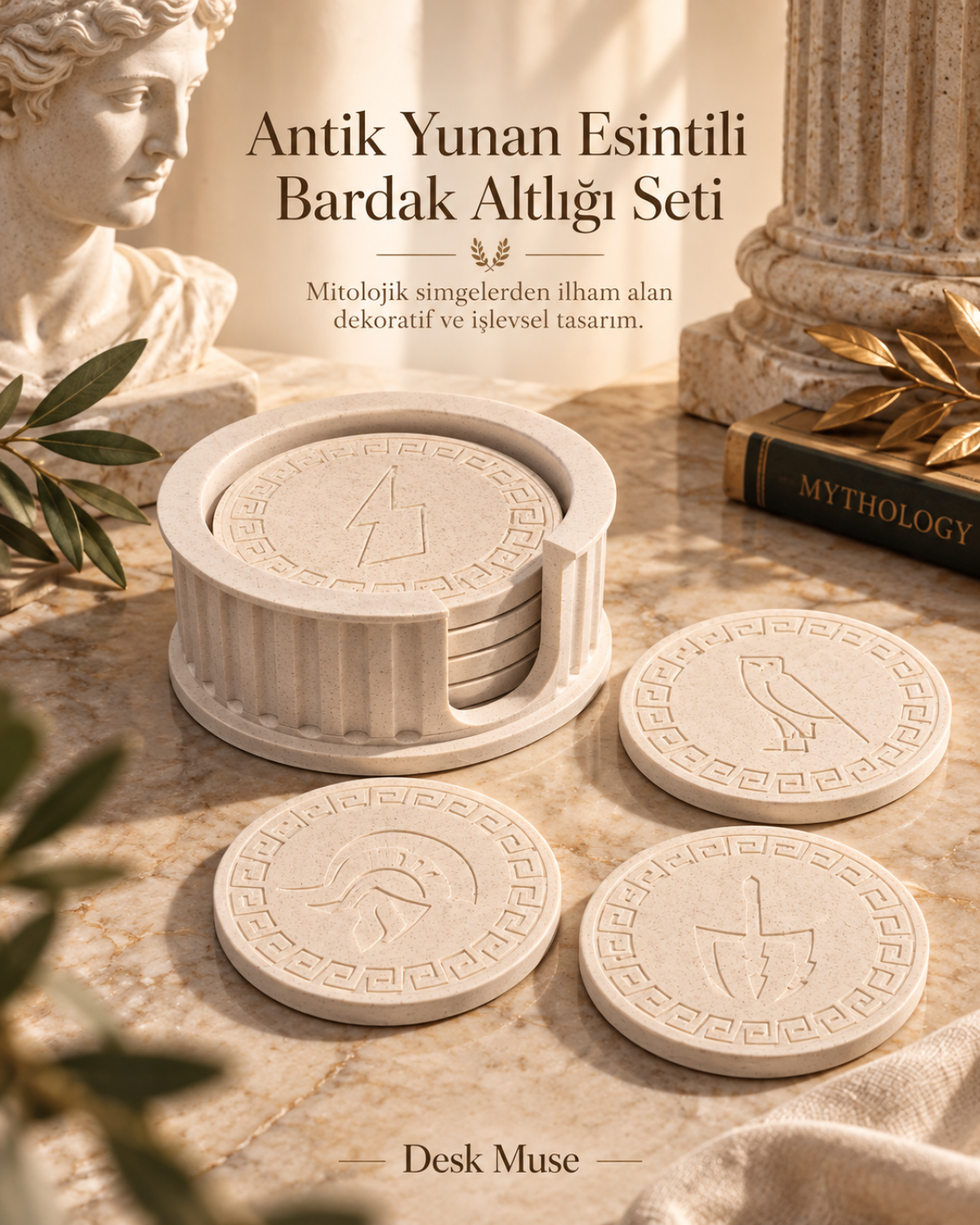 Antik Yunan Mitolojisi Bardak Altlığı Seti Antik Yunan Mitolojisi Bardak Altlığı Seti