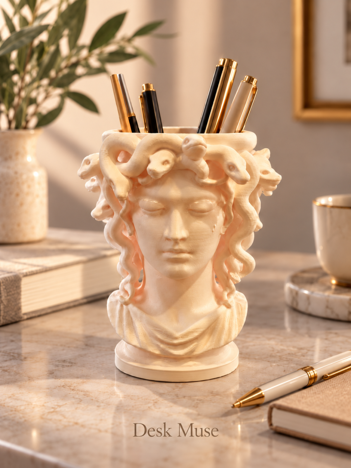 Medusa Büstü Dekoratif Kalemlik
