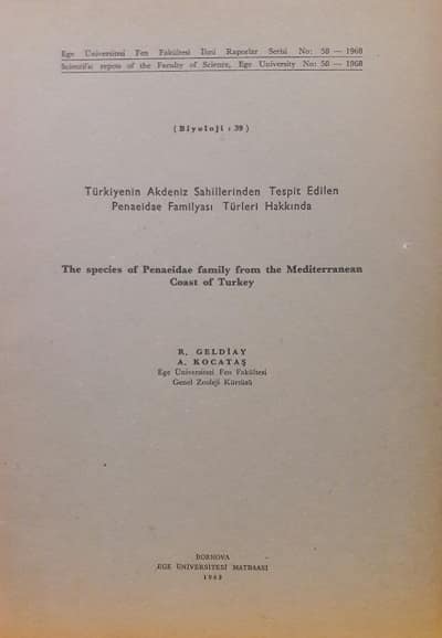 Türkiyenin Akdeniz Sahillerinden Tespit Edilen Penaeidae Familyası Türleri Hakkında