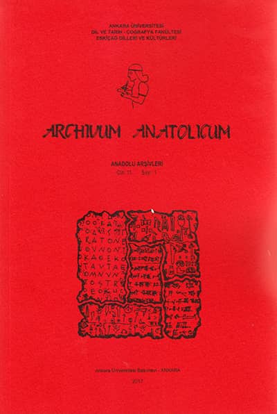 Archivum Anatolicum / Anadolu Arşivleri 11/1