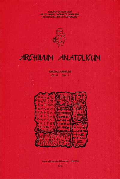 Archivum Anatolicum / Anadolu Arşivleri 12/1