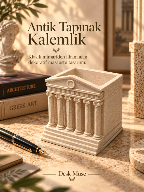 Antik Tapınak Formunda Dekoratif Kalemlik