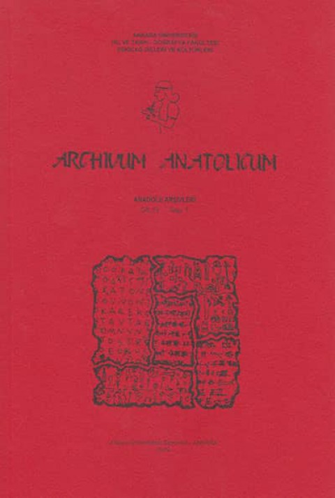 Archivum Anatolicum / Anadolu Arşivleri 13/1