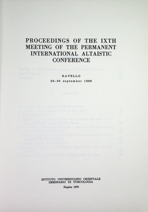 Proceedings of the 9th meeting of the Permanent International Altaistic Conference