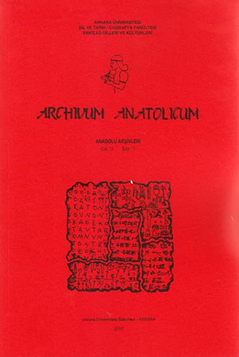 Archivum Anatolicum / Anadolu Arşivleri 11/1