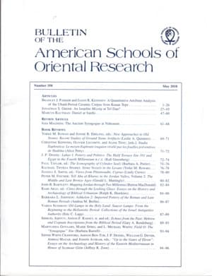 Bulletin of the American Schools of Oriental Research (BASOR) Number 358 - May 2010