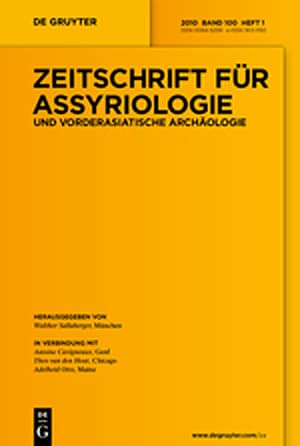 Zeitschrift für Assyriologie und vorderasiatische Archäologie - 2011 Band 101 Heft 1
